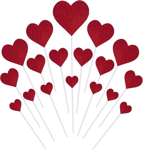 Sucrain 35Pcs Glitter Heart Cupcake Toppers, Glitter Sweet Red Heart Cupcake Pick Decorations Valentine's Day Cake Decorations for Wedding Engagement Bridal Shower Birthday Party Cake Decorations in Saudi Arabia