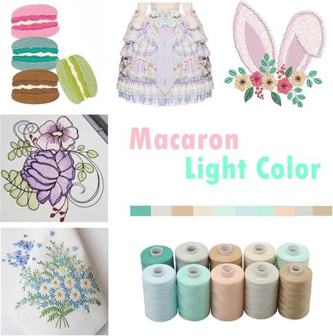 All Purpose Sewing Thread Set, 10 Spools Assorted Macaron Colors, 1000 Yards Each Polyester Thread for Sewing Machine and Hand Sewing in Saudi Arabia