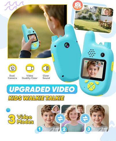 Video Walkie Talkies for Kids with Dual Cameras,2 Pack Rechargeable Kids Walkie Talkies Toys for Ages 3-9 Year Old Boy Girl, Birthday for 3 4 5 6 7 8 Year Old Boys Girls,Indoor&Outdoor in Kuwait