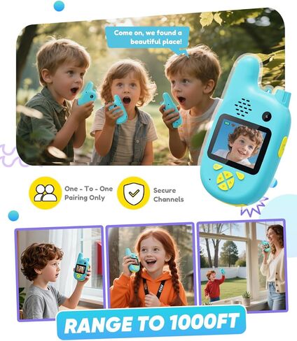 Video Walkie Talkies for Kids with Dual Cameras,2 Pack Rechargeable Kids Walkie Talkies Toys for Ages 3-9 Year Old Boy Girl, Birthday for 3 4 5 6 7 8 Year Old Boys Girls,Indoor&Outdoor in Kuwait