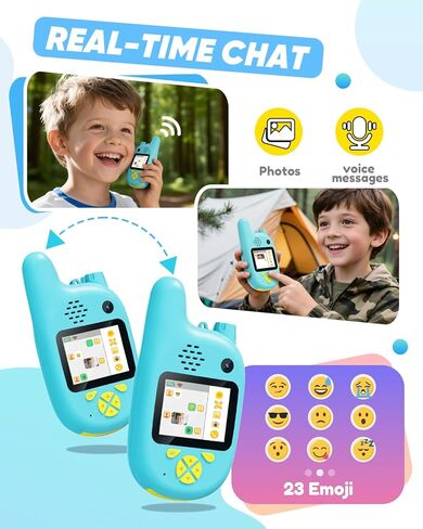 Video Walkie Talkies for Kids with Dual Cameras,2 Pack Rechargeable Kids Walkie Talkies Toys for Ages 3-9 Year Old Boy Girl, Birthday for 3 4 5 6 7 8 Year Old Boys Girls,Indoor&Outdoor in Kuwait