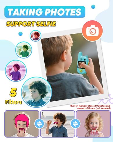 Video Walkie Talkies for Kids with Dual Cameras,2 Pack Rechargeable Kids Walkie Talkies Toys for Ages 3-9 Year Old Boy Girl, Birthday for 3 4 5 6 7 8 Year Old Boys Girls,Indoor&Outdoor in Kuwait