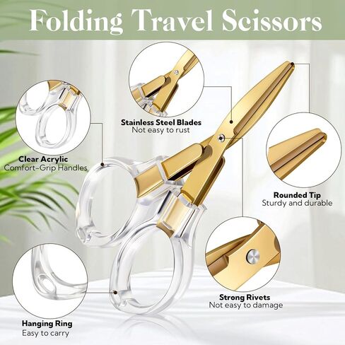 12 Pcs Mini Folding Scissors 3.8 Foldable Travel Scissors Clear Acrylic Comfort-Grip Handles for Embroidery Paper Cutting Sewing Crafting for Christmas Nurse Week Gifts School Office in Saudi Arabia