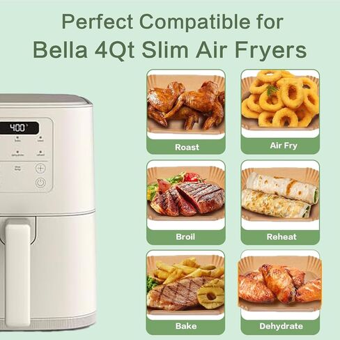 150 Pcs Parchment Paper Air Fryer Paper Liners for bella 4Qt Slim Air Fryer, Airfryer Rectangular Liners Disposable Parchment Baking Paper Iner Nonstick - Oil Proof Easy Cleanup for Cooking in Saudi Arabia