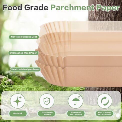 150 Pcs Parchment Paper Air Fryer Paper Liners for bella 4Qt Slim Air Fryer, Airfryer Rectangular Liners Disposable Parchment Baking Paper Iner Nonstick - Oil Proof Easy Cleanup for Cooking in Saudi Arabia