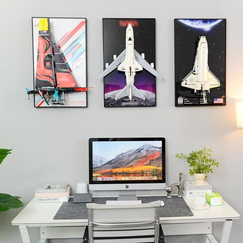 لوحة حائط عرض WETCEAOM متوافقة مع Lego Icons Shuttle Carrier Aircraft 10360، لوحة فنية جدارية متوافقة مع محبي إطار عرض Lego Car Wall Mount F1، الحجم: 19.68 × 31.49 بوصة (النموذج غير متضمن!) in Kuwait
