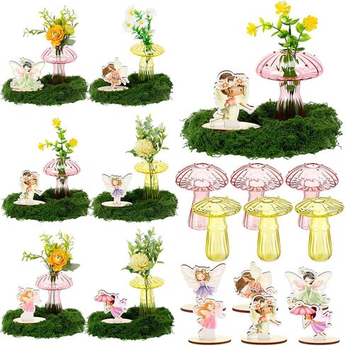 13 Pcs Fairy Party Decoration Woodland Fairy Table Centerpiece with Mushroom Vase Artificial Green Moss for Forest Party Decor Flower First Birthday Wedding Forest Baby Shower in Saudi Arabia