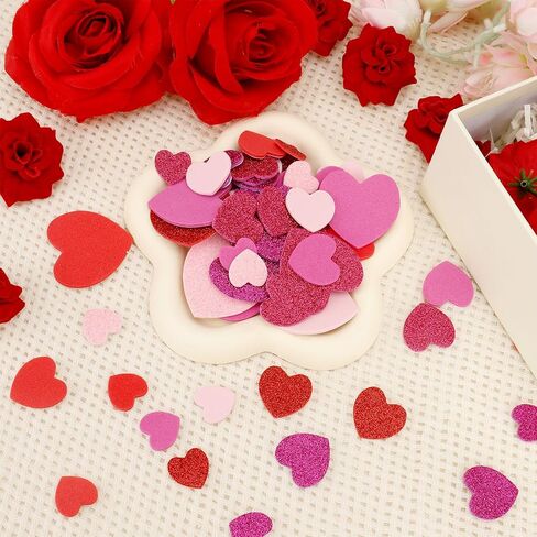 Heart Foam Stickers, 300Pcs Valentine's Day Glitter Heart Stickers, Self Adhesive Foam Sticker Decals for Arts Craft DIY Greeting Card Envelopes Wedding Home Valentines Party Favors Decorations in Saudi Arabia