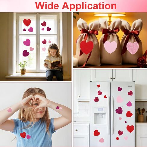 Heart Foam Stickers, 300Pcs Valentine's Day Glitter Heart Stickers, Self Adhesive Foam Sticker Decals for Arts Craft DIY Greeting Card Envelopes Wedding Home Valentines Party Favors Decorations in Saudi Arabia