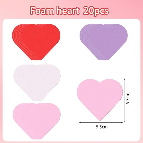 200 Pcs Valentines Day Crafts Set with Heart Doilies, Glitter and Matte Foam Heart Shaped Red White Pink Purple Stickers, Tableware Decoration Kids Gifts Decor Crafts in Saudi Arabia
