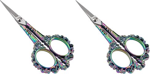 Embroidery Scissors - 4.5In Cute Vintage European Style Sewing Scissors, Plum Blossom Sharp Stainless Steel Small Scissors for Fabric Knitting Cross Stitch Craft Art Work Needlework (Rainbow Color) in Kuwait