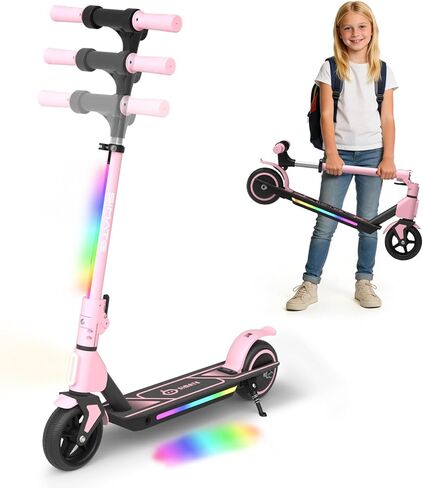 SIMATE Electric Scooter for Kids Ages 6-14, 3 Adjustable Heights 34"/37"/39", LED Display & Colorful Lights, Foldable Kids Electric Scooter, 8.7 MPH Safe Speed, Gifts for Boys Girls in Saudi Arabia