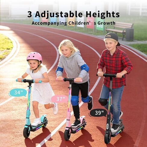SIMATE Electric Scooter for Kids Ages 6-14, 3 Adjustable Heights 34"/37"/39", LED Display & Colorful Lights, Foldable Kids Electric Scooter, 8.7 MPH Safe Speed, Gifts for Boys Girls in Saudi Arabia