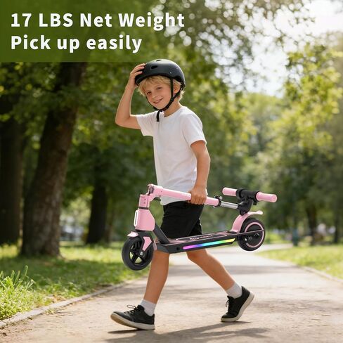 SIMATE Electric Scooter for Kids Ages 6-14, 3 Adjustable Heights 34"/37"/39", LED Display & Colorful Lights, Foldable Kids Electric Scooter, 8.7 MPH Safe Speed, Gifts for Boys Girls in Saudi Arabia