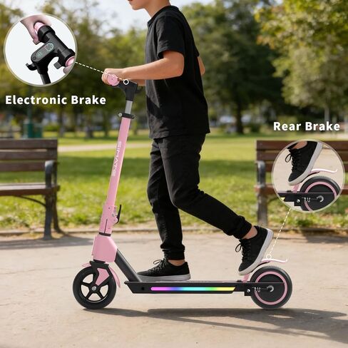 SIMATE Electric Scooter for Kids Ages 6-14, 3 Adjustable Heights 34"/37"/39", LED Display & Colorful Lights, Foldable Kids Electric Scooter, 8.7 MPH Safe Speed, Gifts for Boys Girls in Saudi Arabia