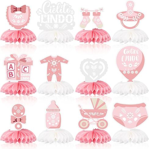 Eaasty 12 Pcs Cielito Lindo Baby Shower Party Decorations Brown Centerpieces for Table Mexican Fiesta Talavera Honeycomb Table Decor for Baby Shower Gender Reveal Party Supplies in Saudi Arabia