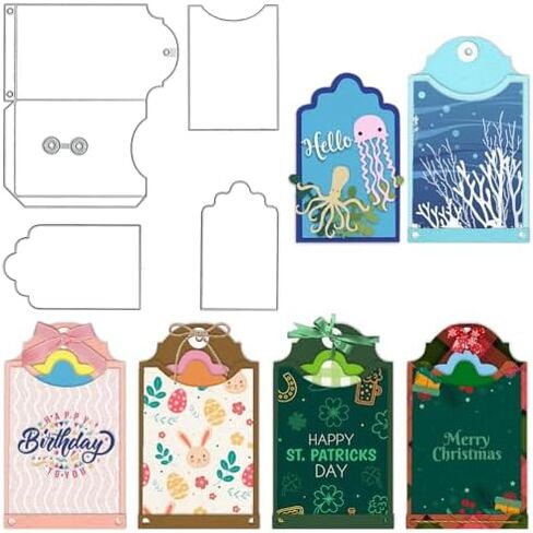 3D Card Shape Die Cuts for Card Making, Rectangular Gift Card Envelope Cutting Dies Sets Label Tag Dies Stencils Embossing Template for Scrapbooking DIY Cards Album Crafts Supplies in Saudi Arabia