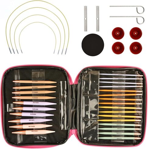 13 Pairs Interchangeable Circular Knitting Needles Set, Circular Knitting Needles Set with Ergonomic Handles, 2.75mm-10mm Knitting Needle with Case for Brginner & Experienced Knitting Lovers in Saudi Arabia