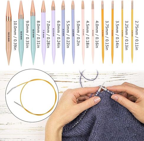 13 Pairs Interchangeable Circular Knitting Needles Set, Circular Knitting Needles Set with Ergonomic Handles, 2.75mm-10mm Knitting Needle with Case for Brginner & Experienced Knitting Lovers in Saudi Arabia