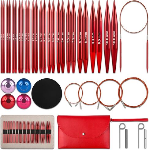 Interchangeable Circular Knitting Needles Set - 13 Pairs | Premium & Accessories | Interchangeable Needles | Circular Knitting Needles for Expert Crafting(Multicolored) in Saudi Arabia