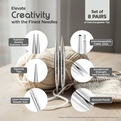 KnitPro Stelo Petite Midi Interchangeable Needle Set 4" (10cm) & 5" (12.5cm) | 4 US Sizes (0 to 2) in Saudi Arabia