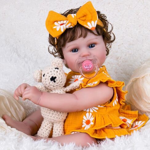 Aori Lifelike Reborn Baby Dolls - 20'' Realistic Laughing Newborn Baby Girl with Weighted Cloth Body and Wig Hair, Reborn Doll Gift for Girls Kids 3+ in Kuwait