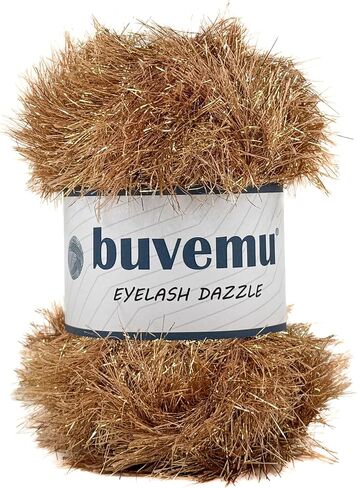 خيوط فرو Eyelash Dazzle Fun مع بريق معدني 100 جرام (3.53 أونصة) 120 ياردة (110 متر) (ذهبي) in Kuwait