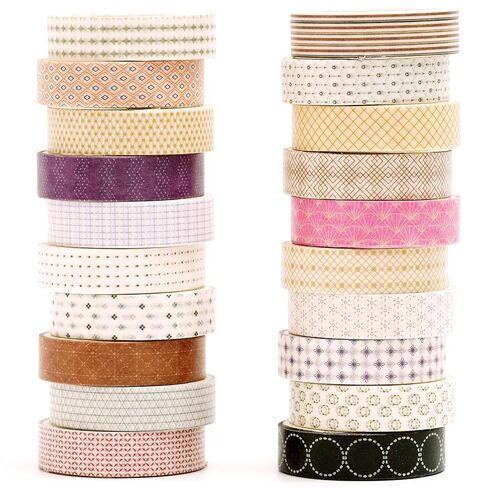 YUBX Simple Geometric Washi Tape Set 20 Rolls Minimal Patterns Decorative Thin Masking Tapes for Arts, DIY Crafts, Journals, Planners, Scrapbook, Wrapping (1 Misty Blue) in Saudi Arabia