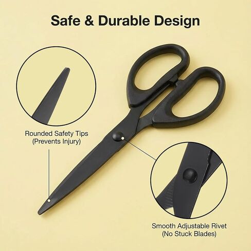 7 Inch Black Office Scissors for Desk All Purpose, Stainless Steel Sharp Blade Scissor, Comfort Straight ABS Handle Shear, Scissors for Paper Fabric Cutting Sewing DIY Craft Art in Saudi Arabia