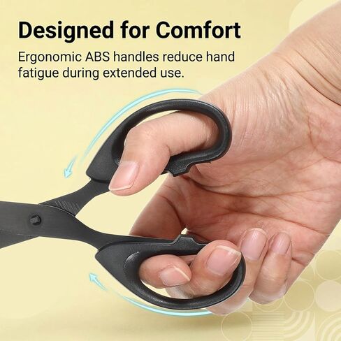 7 Inch Black Office Scissors for Desk All Purpose, Stainless Steel Sharp Blade Scissor, Comfort Straight ABS Handle Shear, Scissors for Paper Fabric Cutting Sewing DIY Craft Art in Saudi Arabia