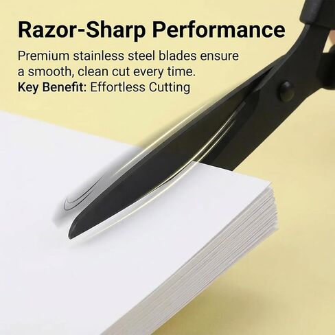 7 Inch Black Office Scissors for Desk All Purpose, Stainless Steel Sharp Blade Scissor, Comfort Straight ABS Handle Shear, Scissors for Paper Fabric Cutting Sewing DIY Craft Art in Saudi Arabia