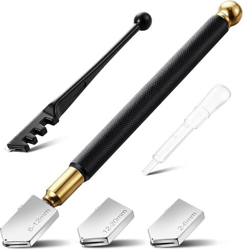 Feekoon Glass Cutter 2mm-20mm, Upgrade Glass Cutter Tool, Professional Pencil Style Oil Feed Carbide Tip for Cutting Tiles Mirror Mosaic in Saudi Arabia