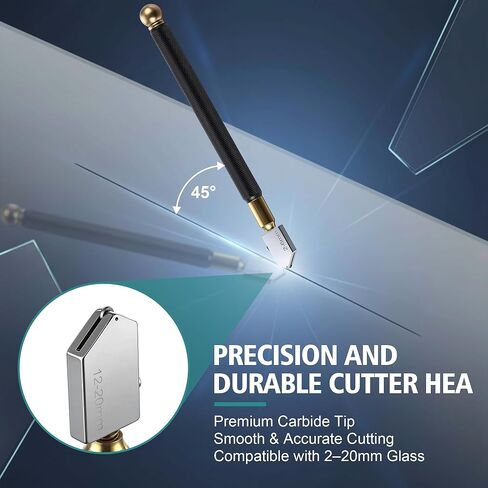 Feekoon Glass Cutter 2mm-20mm, Upgrade Glass Cutter Tool, Professional Pencil Style Oil Feed Carbide Tip for Cutting Tiles Mirror Mosaic in Saudi Arabia