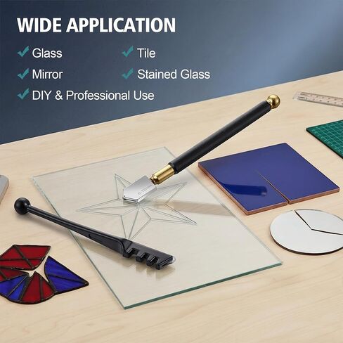 Feekoon Glass Cutter 2mm-20mm, Upgrade Glass Cutter Tool, Professional Pencil Style Oil Feed Carbide Tip for Cutting Tiles Mirror Mosaic in Saudi Arabia