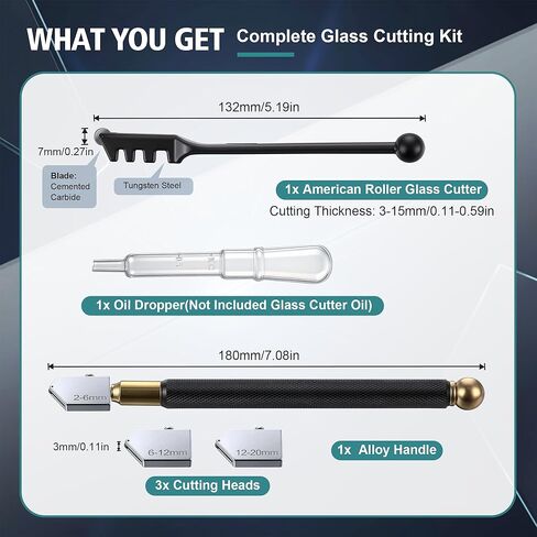 Feekoon Glass Cutter 2mm-20mm, Upgrade Glass Cutter Tool, Professional Pencil Style Oil Feed Carbide Tip for Cutting Tiles Mirror Mosaic in Saudi Arabia