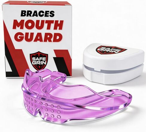 Safegrin Pink Braces Fath Guard for Sports - Premium Silicone Teens & Youth Protect Approl & Lower Forming للرياضة - كرة القدم ، لاكروس ، الهوكي ، البيسبول - in Kuwait