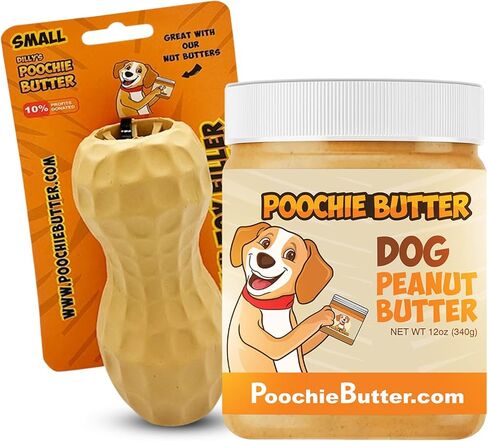 ديلي دوج زبدة الفول السوداني 12oz زبدة الفول السوداني للكلاب جرة + لعبة تفاعلية للكلاب (5-19 رطل) in Kuwait