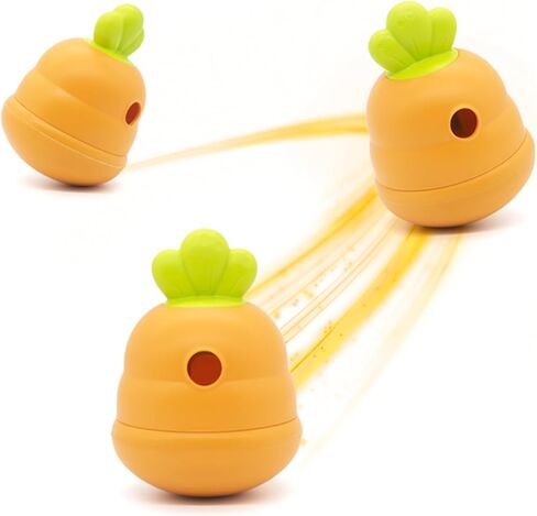 لعبة توزيع الحلوى التفاعلية للكلاب، لعبة مضغ من المطاط الطبيعي للكلاب، تصميم لعبة بولي بولي على شكل جزرة، كرة ألغاز طعام قابلة للملء للكلاب الصغيرة والمتوسطة الحجم in Kuwait