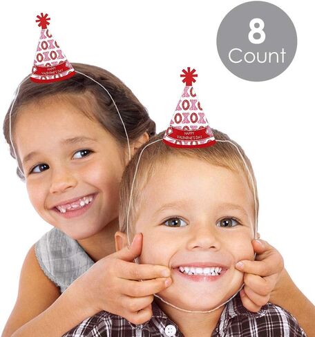 Big Dot of Happiness Conversation Hearts - Mini Cone Valentine's Day Party Hats - Small Little Party Hats - Set of 8 in Saudi Arabia