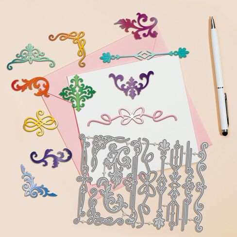 قوالب قطع الزوايا المزخرفة من GLOBLELAND لصنع البطاقات بحواف باروكية معدنية مقطوعة على شكل كرمة عتيقة قوالب مقطوعة من أجل نقش قصاصات ألبوم الصور والحرف اليدوية in Kuwait