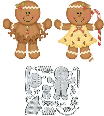 Gingerbread Man Christmas Metal Die Cuts for Card Making, Bow Flower Leaf Card Cutting Dies, 4.13x3.74in, Silver in Saudi Arabia