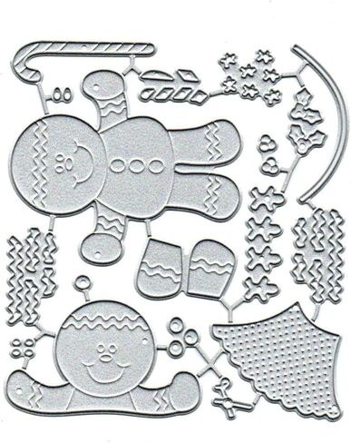 Gingerbread Man Christmas Metal Die Cuts for Card Making, Bow Flower Leaf Card Cutting Dies, 4.13x3.74in, Silver in Saudi Arabia