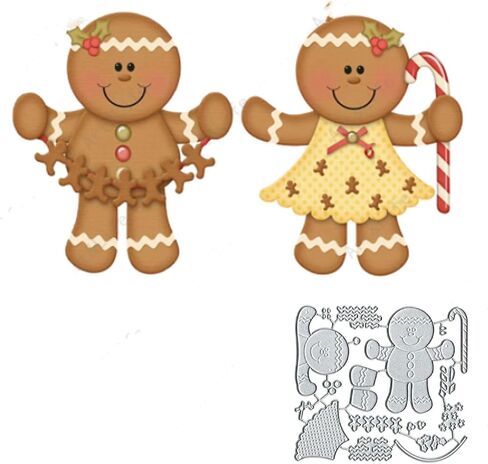 Gingerbread Man Christmas Metal Die Cuts for Card Making, Bow Flower Leaf Card Cutting Dies, 4.13x3.74in, Silver in Saudi Arabia