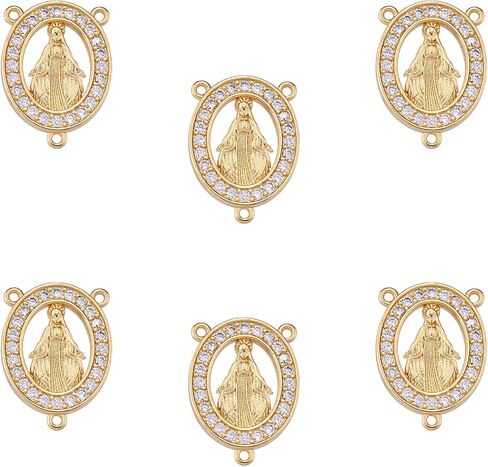 6 Pieces Oval with Lady of Guadalupe Charm Links Pendant Rosary Centerpiece Charm 3 Loop Charm Connectors for Jewelry Making Crafts in Saudi Arabia