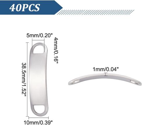UNICRAFTALE 38.5mm Curved Rectangle Links 40pcs Stainless Steel Bar Links Stamping Blank Tags Jewelry Connectors for Bracelet Necklace Jewelry Making Hole 4x5mm in Kuwait