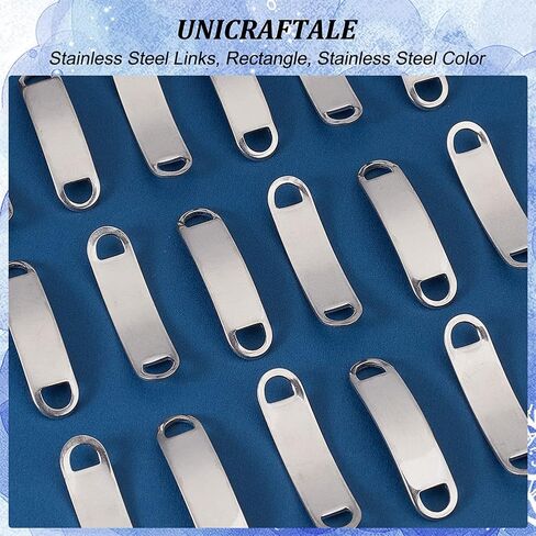 UNICRAFTALE 38.5mm Curved Rectangle Links 40pcs Stainless Steel Bar Links Stamping Blank Tags Jewelry Connectors for Bracelet Necklace Jewelry Making Hole 4x5mm in Kuwait