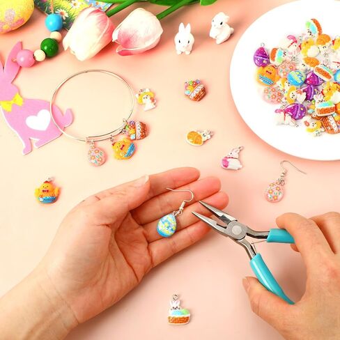 DTOFOOT 50Pcs Easter Charms Resin Charm for Craft Egg Bunny Rabbit Chick Charms for Jewelry Making Spring Pendants Ornaments Bulk Easter Basket Stuffers Party Favors Gift in Saudi Arabia