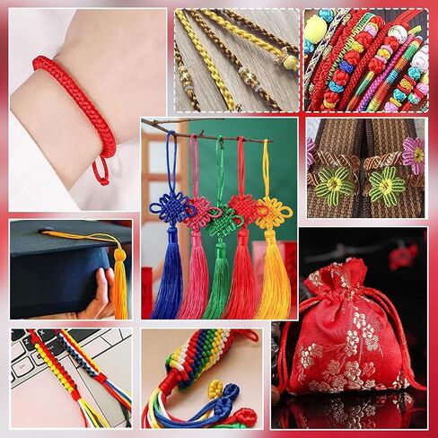PH PandaHall 142 Yards 3mm Nylon Satin Cord, Red Rattail Satin Cord with Spool Nylon Thread Satin String for Braided Beading DIY Bracelets Jewelry Craft Chinese Knotting Lanyards Making in Kuwait