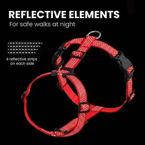 Anatomically Correct Y-Shape Dog Harness, Non-Restrictive, No Pull, 6-Point Adjustable for Natural Movement, Escape-Proof, Reflective, Easy-Fit, Medium, Beige (Red, Medium) in Saudi Arabia
