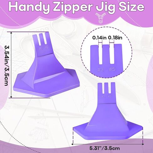 3-Prong Zipper Jig Tool Gypsy Purple Ergonomic Zipper Fastener - Portable Durable Sewing Accessory for Smooth Installation & Repair of Size 3/5 Zippers on Clothing Bags in Kuwait
